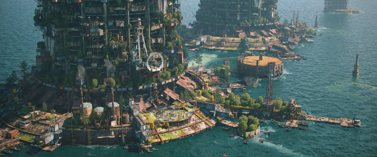 Rendered Futuristic Water City